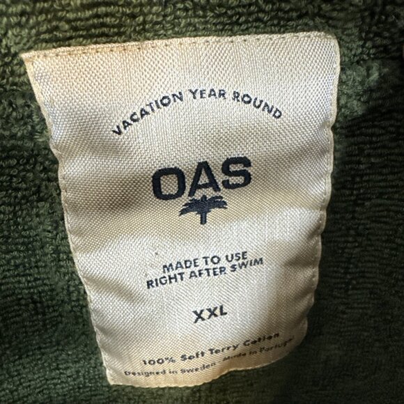 OAS Terry Cloth Button Shirt Green Pattern Men’s XXL Portugal Resortwea - Picture 3 of 5